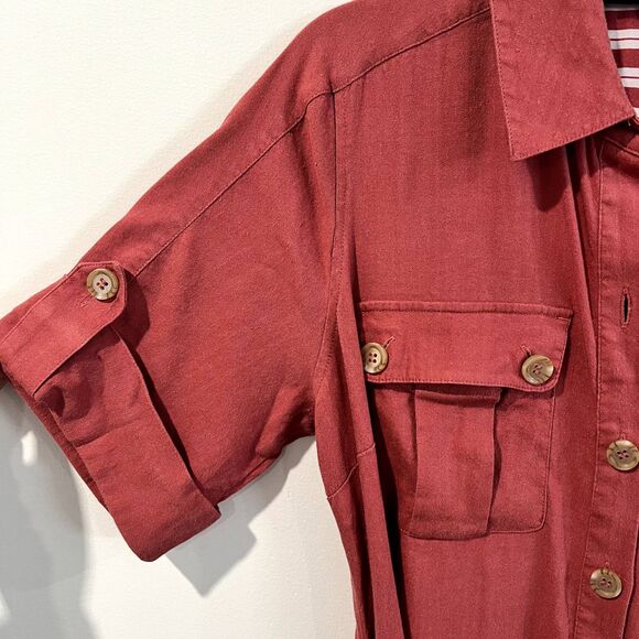 Soft Surroundings Linen Blend Button Down Fontana Belted Midi Dress - Picture 8 of 12